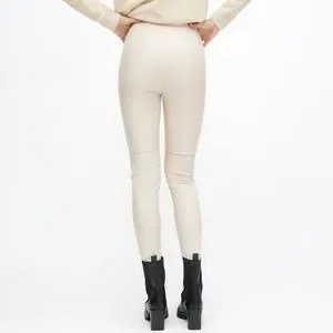 White Zara Cream Faux Leather Leggings Zara Pants Jumpsuits
